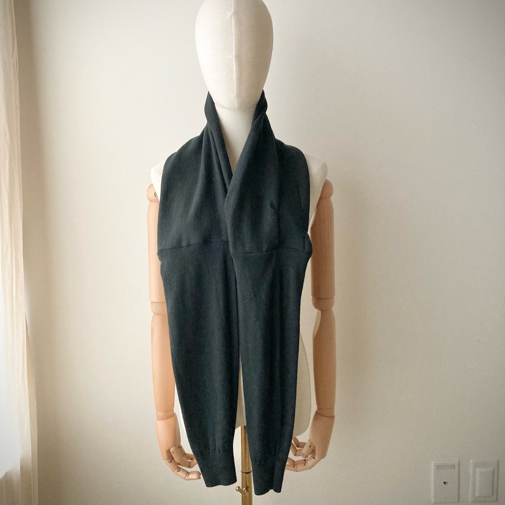 joodito 100% merino wool sweater wrap scarf long origami boro snake winter black - Picture 5 of 12